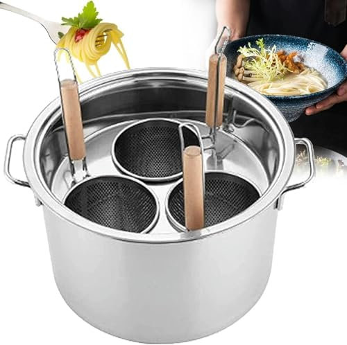 MRKU Pentole per Pasta con cestello scolapasta, pentola in Acciaio Inossidabile, Set per Cucinare Noodles, Verdure e Gnocchi, per la Cucina di casa