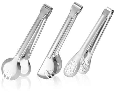HASLED 3 Pinces de Cuisine Inox 23cm (Set Pro) - Pour Pâtes, Grillades & Salades | Acier Inoxydable