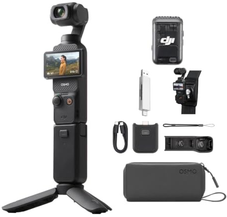 DJI Osmo Pocket 3 Kreativ Combo mit Rucksackhalterung Clip + Kartenleser | vlog Kamera 4K mit 1-Zoll-CMOS und 4K/120 fps Video, 3-Achsen-Stabilisierung, schnelles Scharfstellen