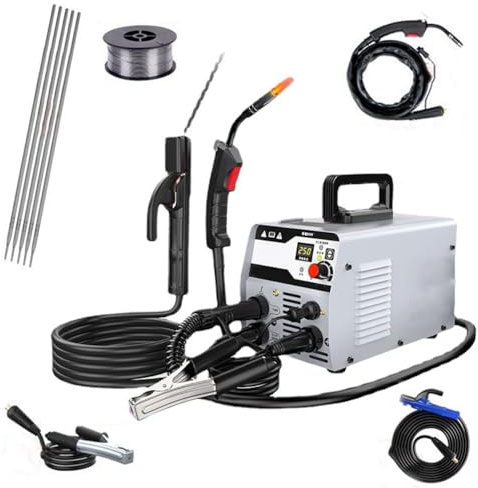 Générique Poste à Souder sans Gaz 5 en 1, Reconnaissance Automatique De Double Tension 220 V/380 V, Courant Réglable 30 A ~ 250 A, Conception Antiblocage Intégrée pour Le Fil De Soudage