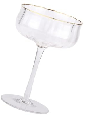 POPETPOP Verre à Cocktail Doré à Pied Tulipe Design Élégant Goblet Cristal Pour Vin Martini Et Jus Déco Festive Pour Mariage Et Fête