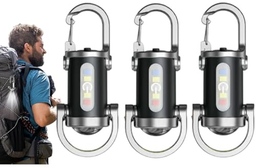 3 Pieces Keychain Flashlight, Rechargeable Torch Keyring, LED Rechargeable Pocket Light, COB Keychain Work Light with Power Bank, for Outdoor Hiking Camping