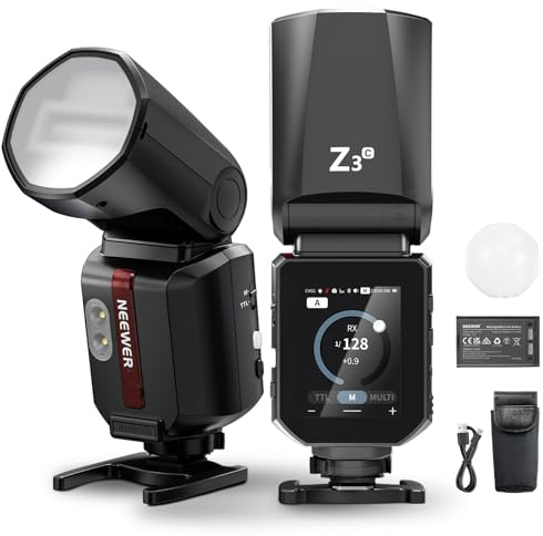 NEEWER Flash Speedlite TTL 2.4G 100Ws a Hot Shoe Compatibile con Canon, Touch Screen HSS 1/8000s 2 Lampade Pilota Interruttore TTL/M 3000mAh/500 Flash a Piena Potenza, Luce Fotografica da Studio, Z3-C