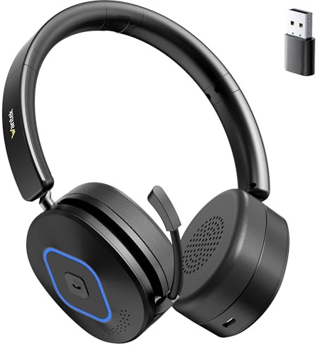 Wantek Cuffia Senza Fili | Doppio Modo 2.4G/BT 6.0 | Autonomia 40h | Microfono con Cancellazione del Rumore | Per Televisione/Ufficio/Riunioni/Musica | Compatibile con PC/Telefono/Teams