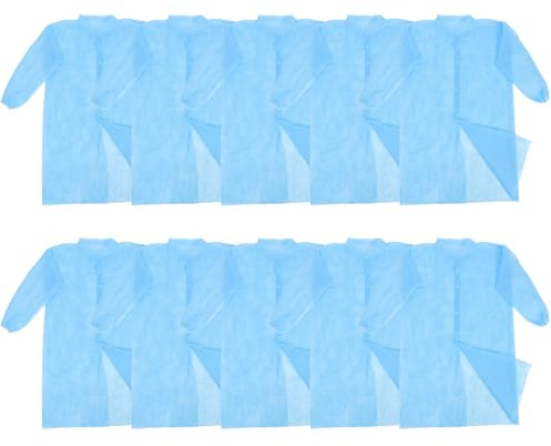 Baluue 10 Tute da Laboratorio Monouso Non Tessuto Bottoni Tute Protettive Leggere e Traspiranti per Adulti Indumenti Protettivi Unisex per Ambienti di Lavoro e Laboratorio