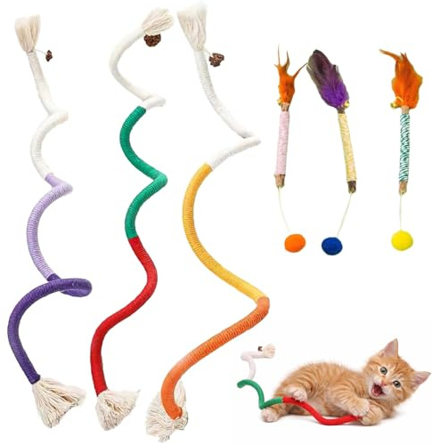 Chtaoxin 6 Pcs Cat Chew Toy, Silvervine Chew Sticks for Cats | Interactive Toy for Kitten, Nip Toy Cat Rope for Teeth Cleaning Teething Pet Stress Relief, Dental Health and Enrichment Play