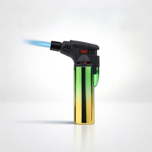 PROF Soplete de Cocina Profesional de Gas Butano, Llama Azul Ajustable, Con Bloqueo de Seguridad, Acabado Metálico Arcoíris Premium, Recargable, Ideal para Cocina Gourmet (PROF-40804653 x1)