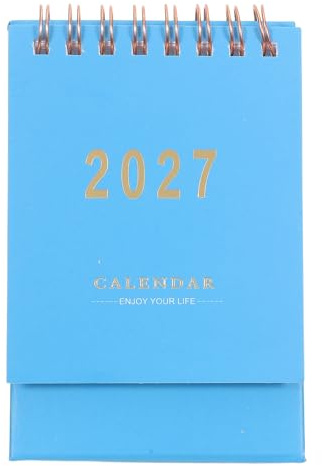 TOMETURE Mini-Kalender 2027, Tischkalender zum Aufklappen, Monatsplaner mit Aufklebern (Dunkelblau) – Lehrerkalender für die Planung des Schuljahres im Klassenzimmer
