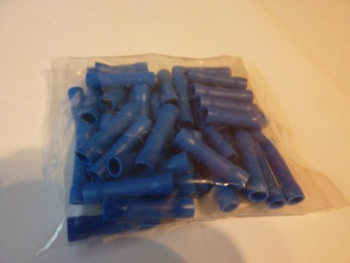 profitec 50 Stück Kabelschuh Stossverbinder Rundverbinder blau für Kabel 1,5 mm² - 2,5 mm²