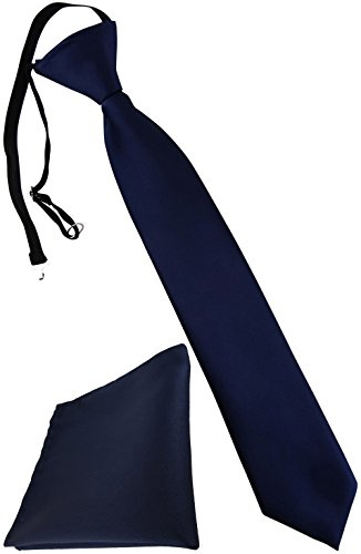 TigerTie Security Sicherheits Krawatte + Einstecktuch Uni einfarbig - vorgebunden mit Gummizug