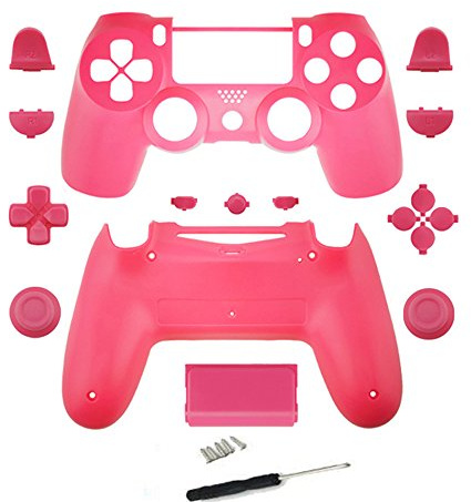 Ersatz-Gehäuse Hülle mit Tasten Mod Kit für PS4 Pro Slim für Sony Playstation 4 Dualshock 4 PS4 Slim Pro Wireless Controller, Pink
