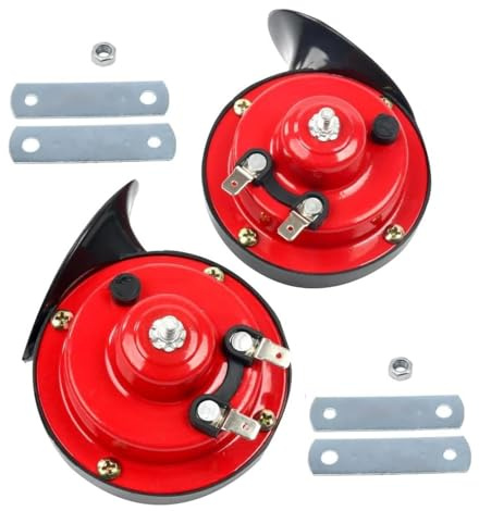 FreeTec 110dB 12V Zweiklang Hupe, 2 Klang Fanfare Hupe Motorrad Laut, Wasserdicht Hupen Fanfare Auto Elektrisch Doppelhupe Schneckenlufthorn mit Halterung für Motorrad Motorroller PKW LKW