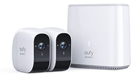 eufy Security Wireless Home Security Camera System, eufyCam E 365-Day Battery Life, 1080p HD, IP65 Weatherproof, Night Vision, Compatible with Amazon Alexa, 2-Cam Kit, No Monthly Fee