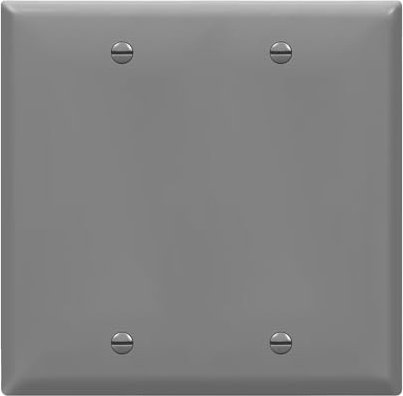ENERLITES 8802-GR, Blindabdeckung, 2-fach, Größe 11,4 cm H x 11,6 cm L, Polycarbonat-Thermoplast, Grau