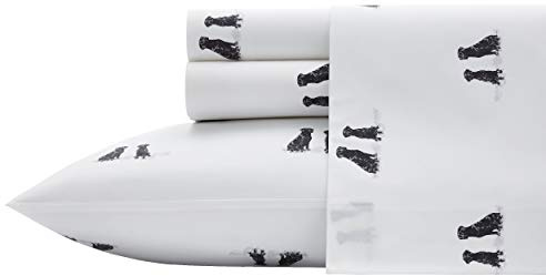 Eddie Bauer - Queen Sheets, Cotton Percale Bedding Set, Crisp & Cool Home Decor (Labrador Fields White, Queen)