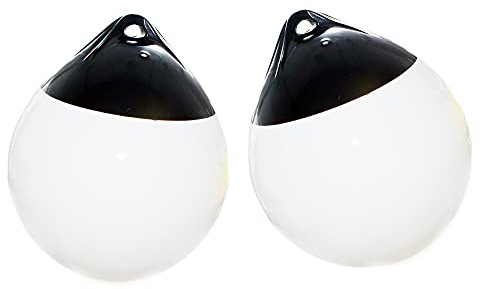 X-Haibei Pair of Boat Fenders Ball Round Anchor Buoy, Dock Bumper Ball Inflatable Vinyl Shield Protection Marine Mooring Buoys (White, A38(D14.9*H17.8 INCH))