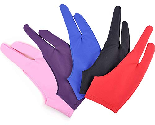 Gzingen 5 Pieces Artist Glove for Drawing Tablet, Two-Finger Tablet Drawing Gloves, Digital Artist Gloves for Graphics Pen Drawing Tablet Monitor Light Box Tracing Board