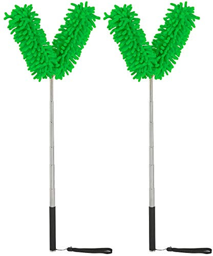 Sichler Haushaltsgeräte 2er-Set formbare Mikrofaser-Staubwedel, 2 Köpfe, Teleskop, bis 118 cm
