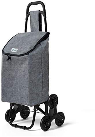 VOUNOT® Carro de la Compra con 6 Ruedas para Subir Escaleras, Carrito de la Compra Plegable, Bolsa Impermeable de 32 L, Gris