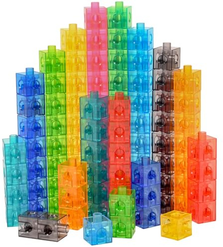 edxeducation Translucent Linking Cubes - Construction Toy for Early Math - Set of 100 - 0.8 Inch - Light Table Toy - Elementary + Preschool Learning