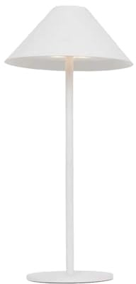 LEDKIA LIGHTING - Lampada da Tavolo LED 3W Portatile | Batteria USB Ricaricabile | Design Prisma Moderno | Dimmerabile al Tocco | Uso Interno ed Esterno, Bianco, Metallo