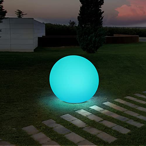 Jonwall Lampes solaires d'extérieur RGBW, boule de lumière solaire 30 cm, boule solaire avec changement de couleur, lampes solaires LED IP67 1800 mAh Batterie pour jardin, balcon terrasse