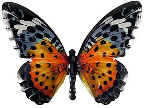 Crispe Metall Wand-Deko - Schmetterling 2 – 40 x 29cm - geprägte 3D Wanddekoration - Wandbild inkl. praktischer Wandbefestigung – dekorative Wandskulptur – für In- und Outdoor