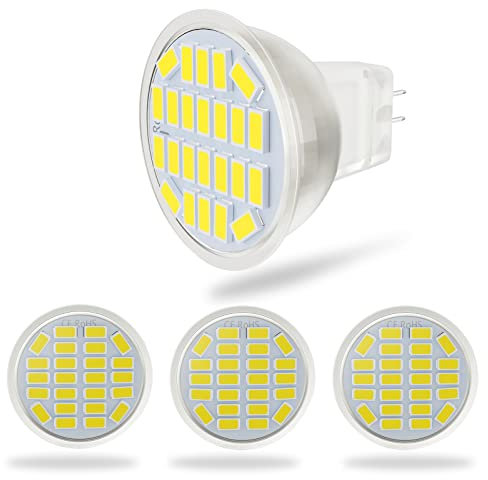 GU4 MR11 LED Lampen Warmweiss 3W, 3000K, AC/DC12-24V, Ersatz für 30W Halogenlampen, 400LM LED Klein Birne Spot Licht, Nicht Dimmbar, 120°Abstrahlwinkel,4er Pack (Color : Cool White 6000K)