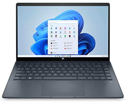 HP Pavilion x360 14-ek0000sf PC ultraportátil Convertible y táctil de 14 FHD (Intel Core i3-1215U, RAM 8 GB, SSD 512 GB, AZERTY, Windows 11 familia) Azul espacio, negro