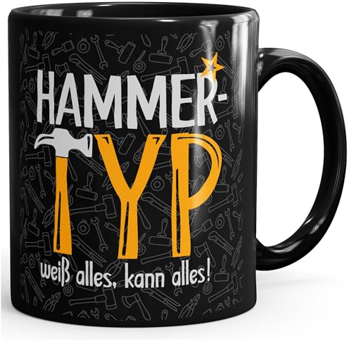 MoonWorks® Kaffee-Tasse mit Spruch Hammer Typ weiß alles kann alles Geschenk für Handwerker Bürotasse lustige Kaffeebecher Schwarz standard