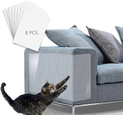 Katze Kratzschutzfolie,8 Stück Doppelseitig Kratzpads für Katzen mit Selbstklebend,Katze Kratzschutzfolie für Sofa Möbel Tür Kratzschutz,Anti Kratz Katzen Folie für Sofa,Wand Kratzmatten (8 Stück)