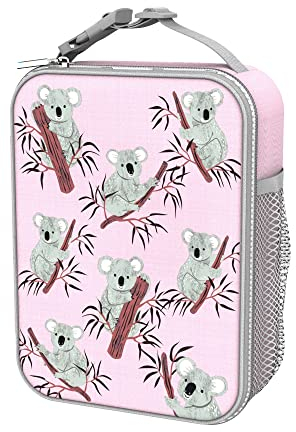 ion8 Premium Lunch-Tasche, 3-Seitiger Reißverschluss, Flaschen-Netztasche, Namensschild, Lebensmittelechte Isolierung, Abwischbar, Waschmaschinenfest, Koalas
