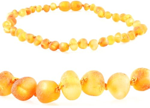 Amber Seven Halskette aus unpoliertem baltischem Bernstein in Honigfarbe | roher Bernstein | drei Größen 32, 38, 45 cm | 5 mm Bernsteinperlen | Halskette aus natürlichen Bernsteinperlen