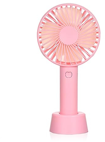 DAM. Tragbarer Mini-Ventilator mit Akku und Tischhalterung, Farbe: Hellrosa