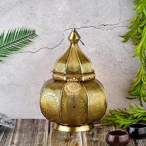 Marrakech - Lampada e lanterna in metallo, 30 cm, colore: Oro