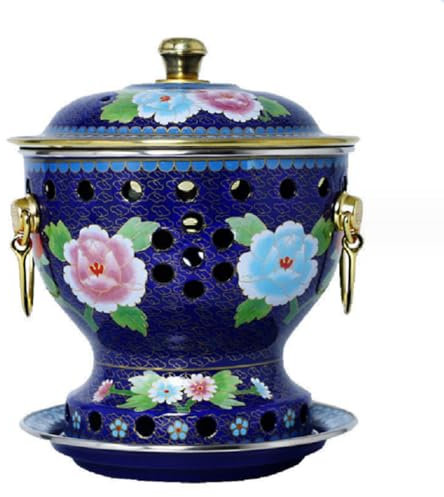VIDECOR Chafing Dishes, Einzelperson, Kleiner Kupfertopf, Alter Pekinger Kleiner Fetter Kuh-Hot Pot, Chinesischer Traditioneller Cloisonné-Hot Pot, Kommerzieller Alkoholanteil,B