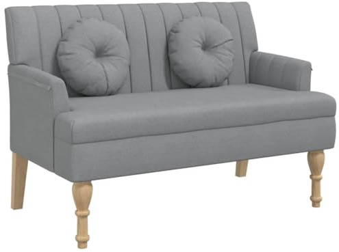 vidaXL Sitzbank mit Kissen Hellgrau 113x64,5x75,5 cm Stoff