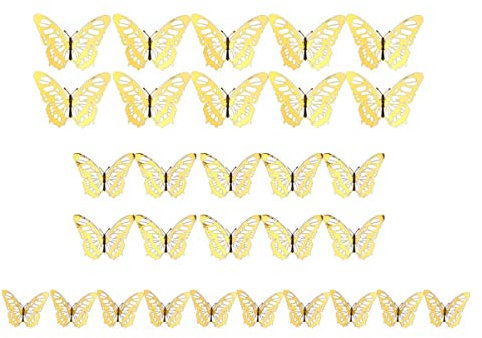 BESTonZON 24St Hohler Schmetterlings-Wandaufkleber Dreidimensionale Simulations-Schmetterlings-Dekoration abnehmbarer Wandaufkleber hängende Dekorationen Wohnkultur Aufkleber aus Papier 3d