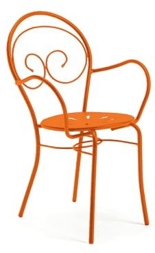 Mondo Viro Sessel aus lackiertem Metall Mimmo, stapelbar, für den Garten, 51 x 52 cm, 89 cm (Orange, 4)