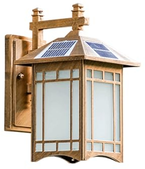 LUOYAOB Außenwandleuchten Solar-Wandleuchte for draußen wasserdichte Aluminium-Wandlaterne Led Dimmbare Vintage Wandlampe mit Fernbedienung for Haustür Wandmontage Garage(Color:Bronze)