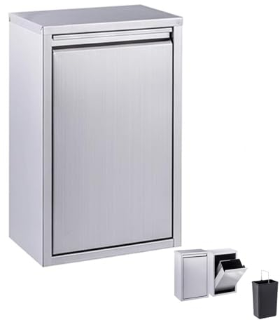 15L Ausziehbar Mülleimer-Schubladen, Rostfreier Stahl Einzeln Auskippen Mülleimer-Kabinett Außenbereich Küche Mülleimer Mit 15L Abfallkorb Für BBQ-Insel Grill-Station