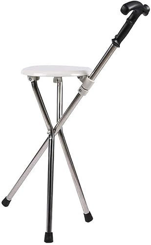 YQZQXWA Gehstock mit Sitz, Edelstahl-Krücken, Stuhl, Klappstock, Sitz, PP-Kissen, 22 mm Edelstahlrohr, geeignet für ältere Menschen, sicheres, praktisches Liebesgeschenk für ältere Menschen Innovate