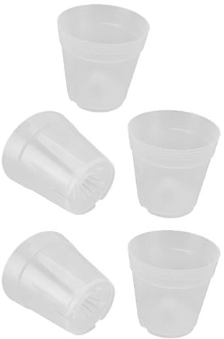 Lot de 5 Pots D'Orchidées avec Soucoupes à Trous, Pots D'Orchidées en Plastique Transparent, Pots de Plantes à Fentes Respirants, Récipients Transparents pour Orchidées,