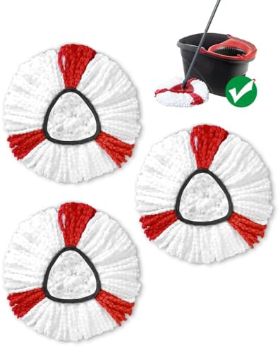 3 Pack Mop Head Replacement Compatible with Vileda 2-in-1 Turbo Spin Mop Microfibre Refil Compatible with Vlieda Triangle Swivel Mops