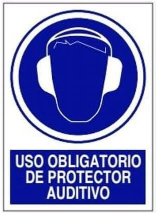 FERRETELIX® Cartel de Señalización PVC 40 cm x 30 cm – Uso Obligatorio de Protector Auditivo – Prevención de Riesgos – 1 mm de Espesor