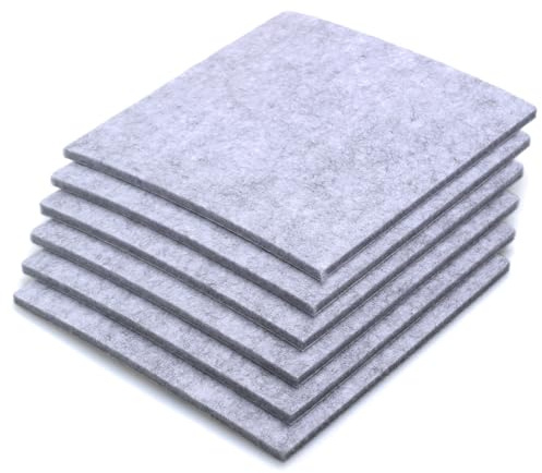 Hoappa Furniture Pads for Chair Furniture Legs, 6 PCS Grey Self-Adhesive Floor Protectors Felt Pads, 150mm x 150mm and 5 mm Thick