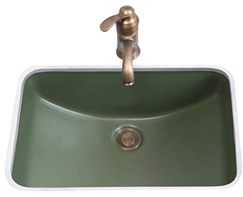 Mobili lavabo e lavabo Lavandini per Il Bagno Lavandino Quadrato sottopiano Lavandino in Ceramica da Incasso Verde Mobile da Bagno per la casa Balcone Lavanderia Piscina Regalo (