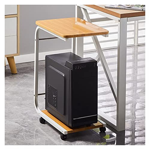 CJHFR472SG Druckerständer Druckerständer mit rollenden Rädern, 2-stufiger CPU-Halterwagen, Druckerständer, mobiler PC-Laptop-Stehtisch for das Heimbüro Druckertisch(Natural)