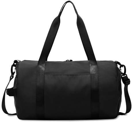 X SIM FITNESSX sportväska med skofack dam/herr träningsväska, sportväska, simväska, resväska för sport, gym & fitness, weekender, resor, svart, 41 cm x 25 cm x 25 cm, Sporter