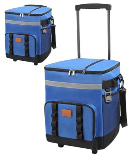 Rwigeboo Enfriador con Ruedas y Manejar 35L Bolsa de refrigerador Enrollable colapsable con Pull Wating Water Rolling Multi-Pape Cierre de Cierre Bolsa de Aislamiento para Picnic Outdoor Picnic Beach